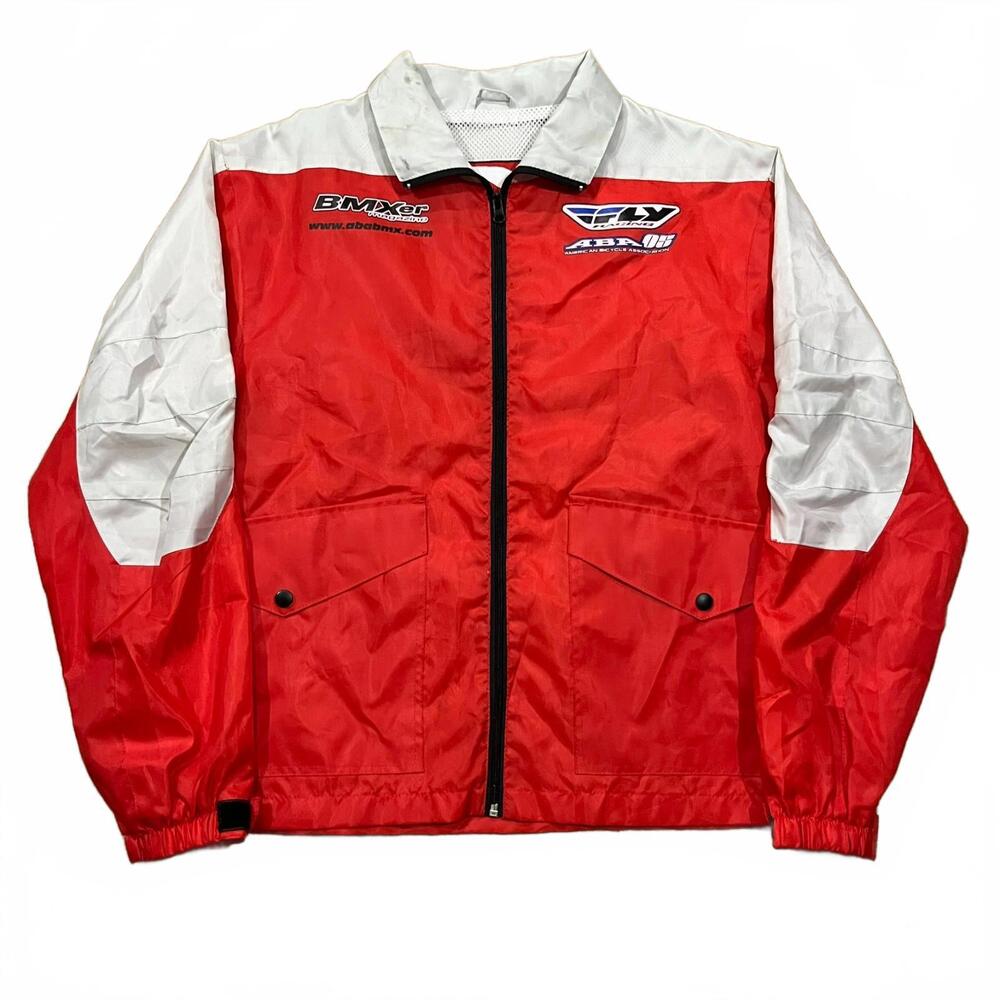 Vintage Fly Racing BMX Red Full Zip Windbreaker Jacket Size Small